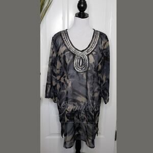 3/$25 Club z Collection Animal Print Sheer Cover Up Size XL